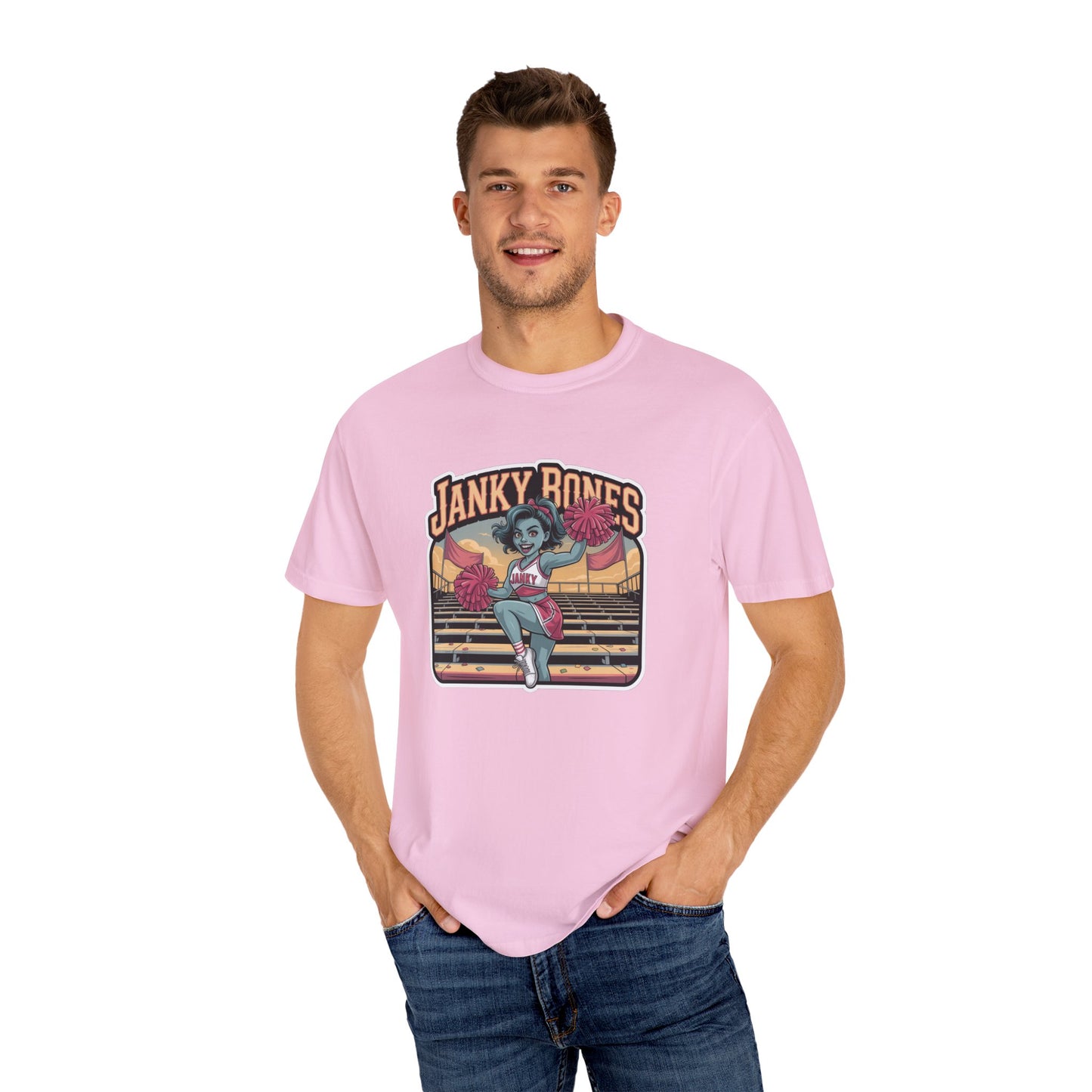 Janky Bones Hooray for Horror – Zombie Cheer Shirt Premium Tee (One Sided)